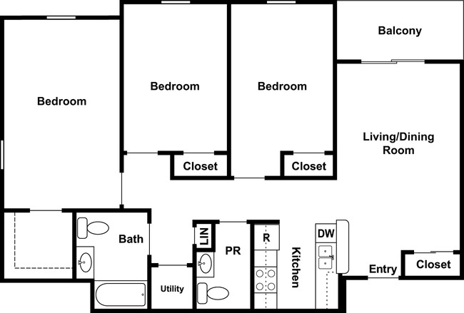 3BR/1.5BA - Marley Meadows Apartments