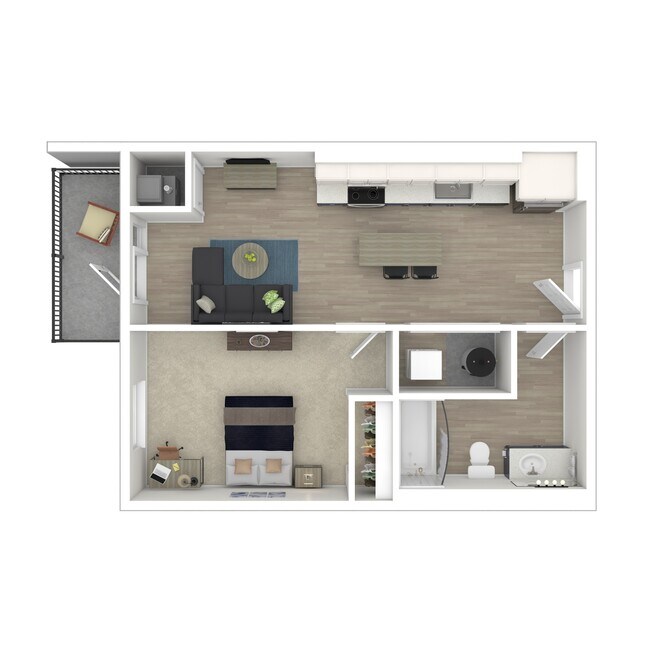 1x1 A 3D Floorplan - Ascend RVA Student Living
