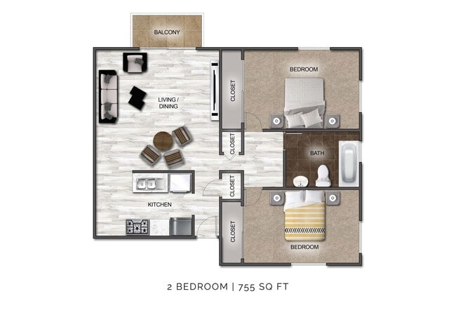 2 Bedroom B - Riverside Flats