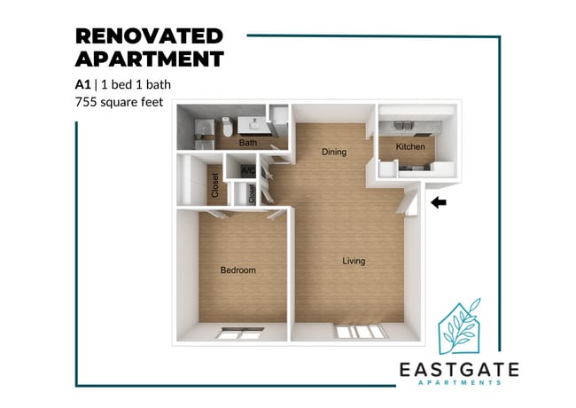 A1 Renovated Floor Plan - Eastgate Apartments