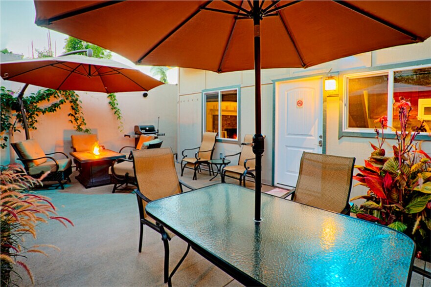 Large private patio off kitchen with 2 sitting, eating, home office working. - 6750 Draper Ave