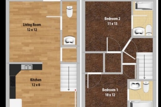 D floor plan 2 bed 2.5bath no garage - HarborTown Villas