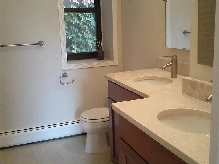 Full bath with double sink - 111 W Dedham St