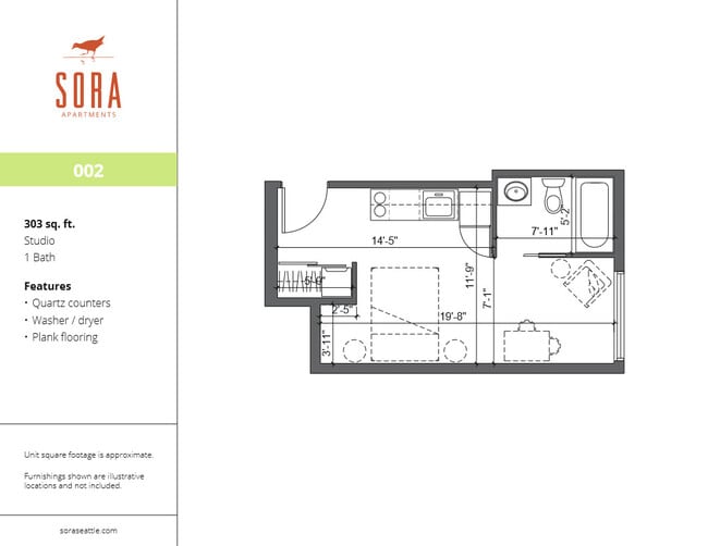 Unit 002 - 303 SQFT - Sora Apartments