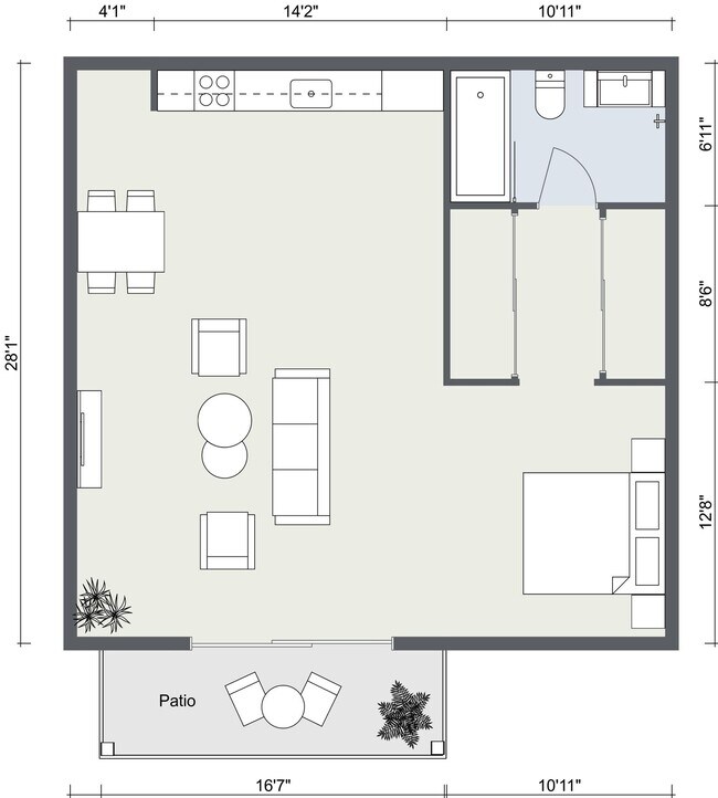 Floorplan - Modern Studio, 1 & 2 Bedroom Apartments in La Mesa Near Lake Murray