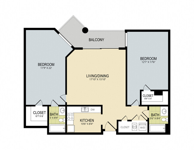 2 BR 2BA 1228 sqft - The Redwood Apartments