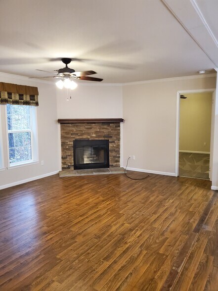 Wood burning fireplace in living room - 2974 Maple Street