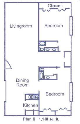 Two Bedroom Floor Plan - Ridgmar Plaza (New)