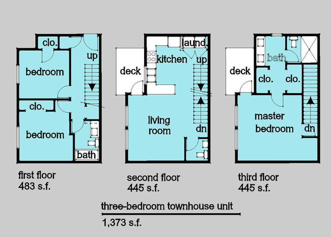 3 Bedroom 2 Bathroom Townhome - Huntington Place Apartments