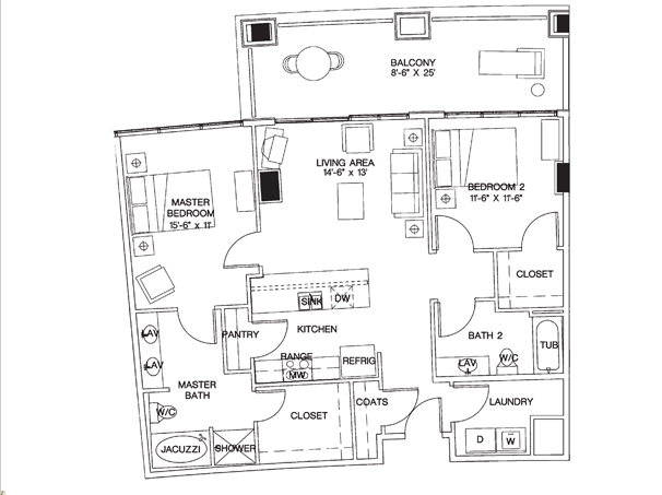 2BR/2BA - Royal Court Condos
