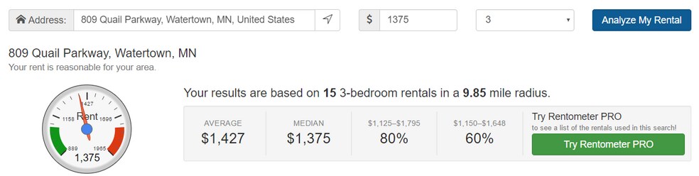 Rent Comparison - 809 Quail Pkwy