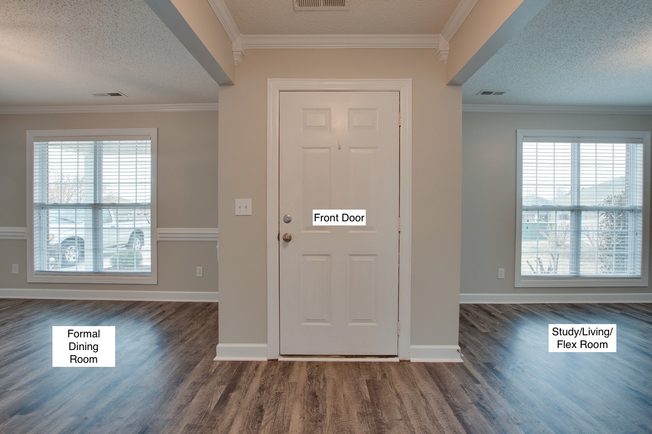 Left side formal Dining/Right Flex Room - 104 Kings Cross Dr