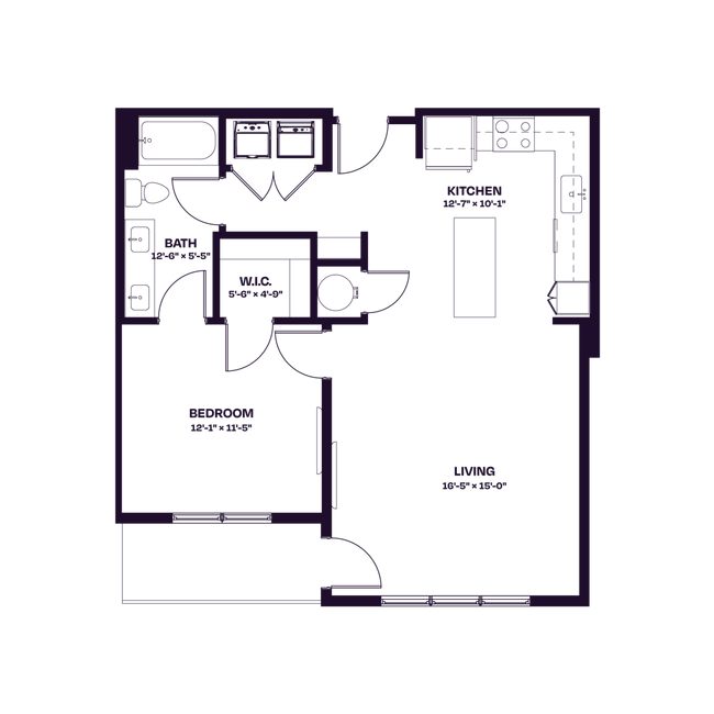 Oberon A6 One Bedroom Floor Plan - Oberon
