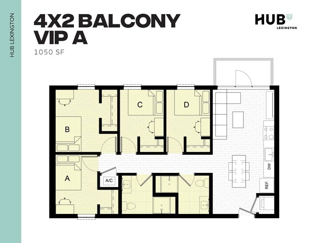 4x2 Balcony VIP A - Hub Lexington Upper
