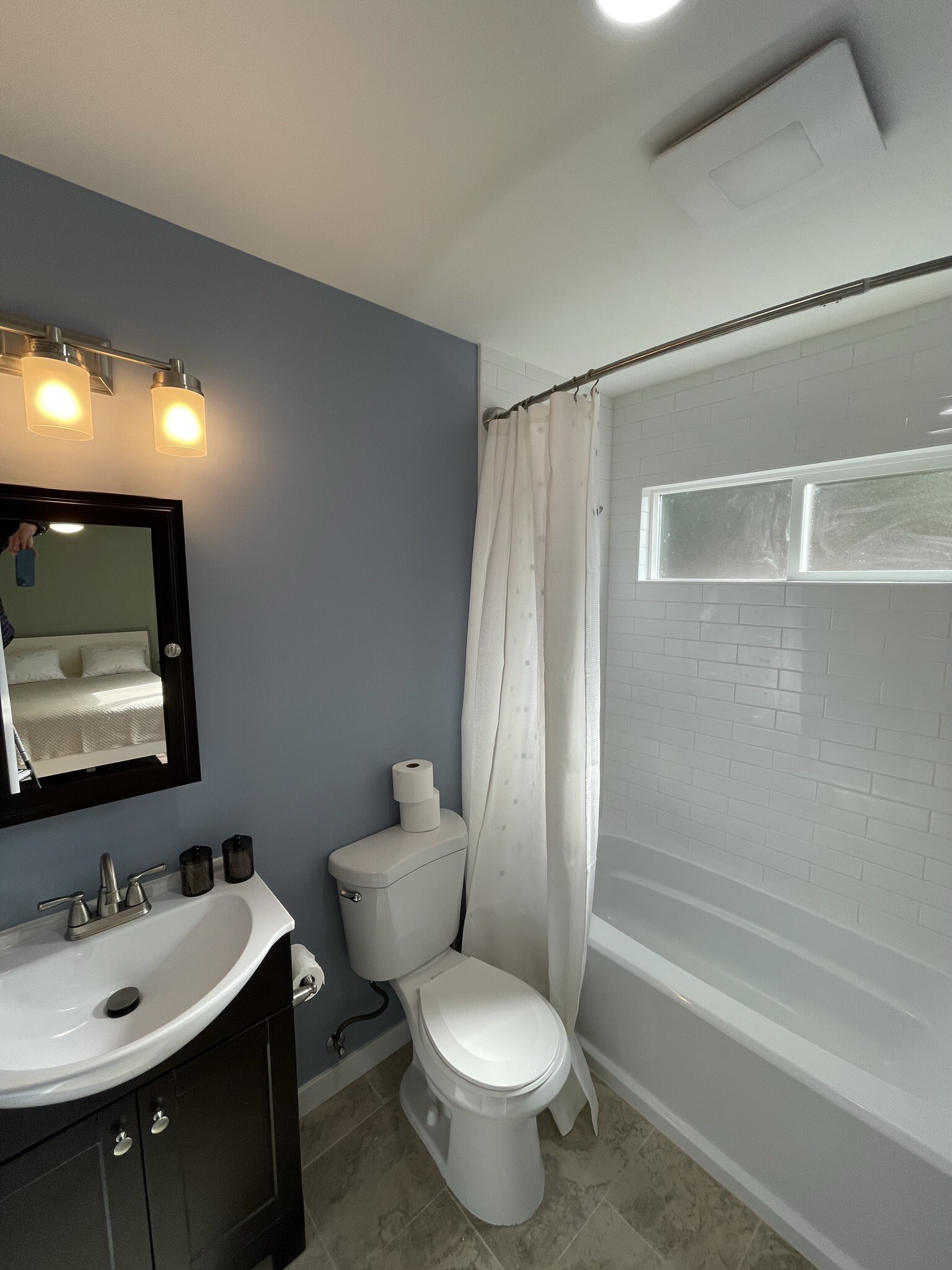 New bathroom with soaking tub and new white subway tile - 1755 Mission Cliff Dr