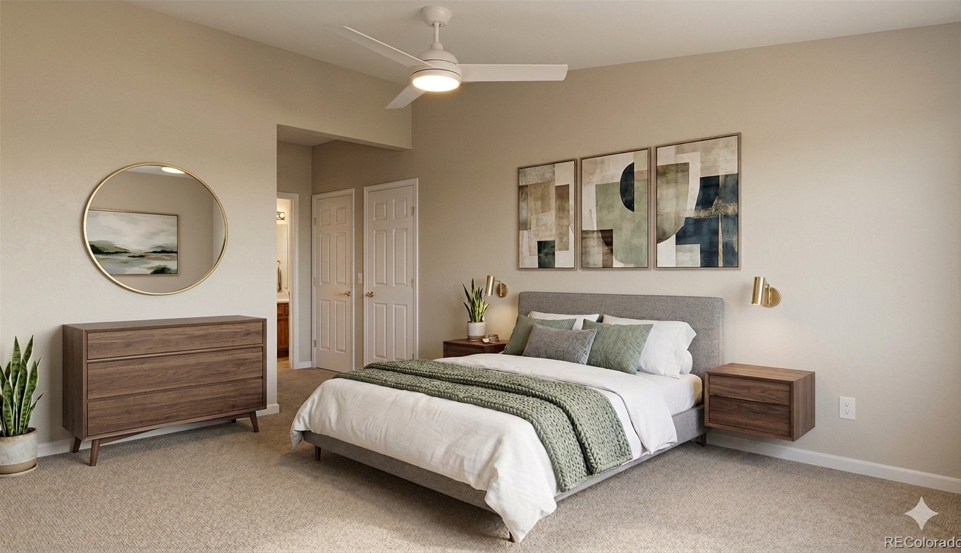 Great primary bedroom with plenty of room for a king size bedroom set. Bathroom attached. - 8427 Thunder Ridge Way #203
