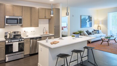 Kitchen Features Island & Stainless Steel Appliances - Modera Needham