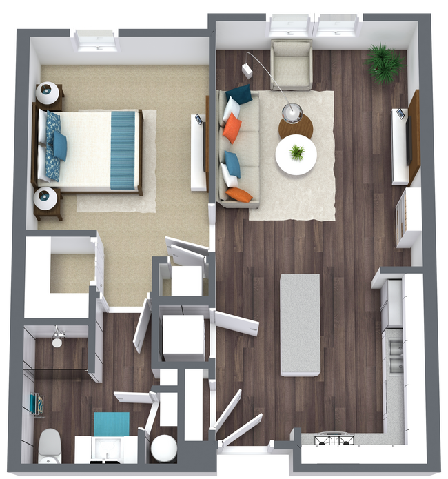 Haley Park - A1 Unit - Level 1 - 3D Floor Plan.png - Haley Park