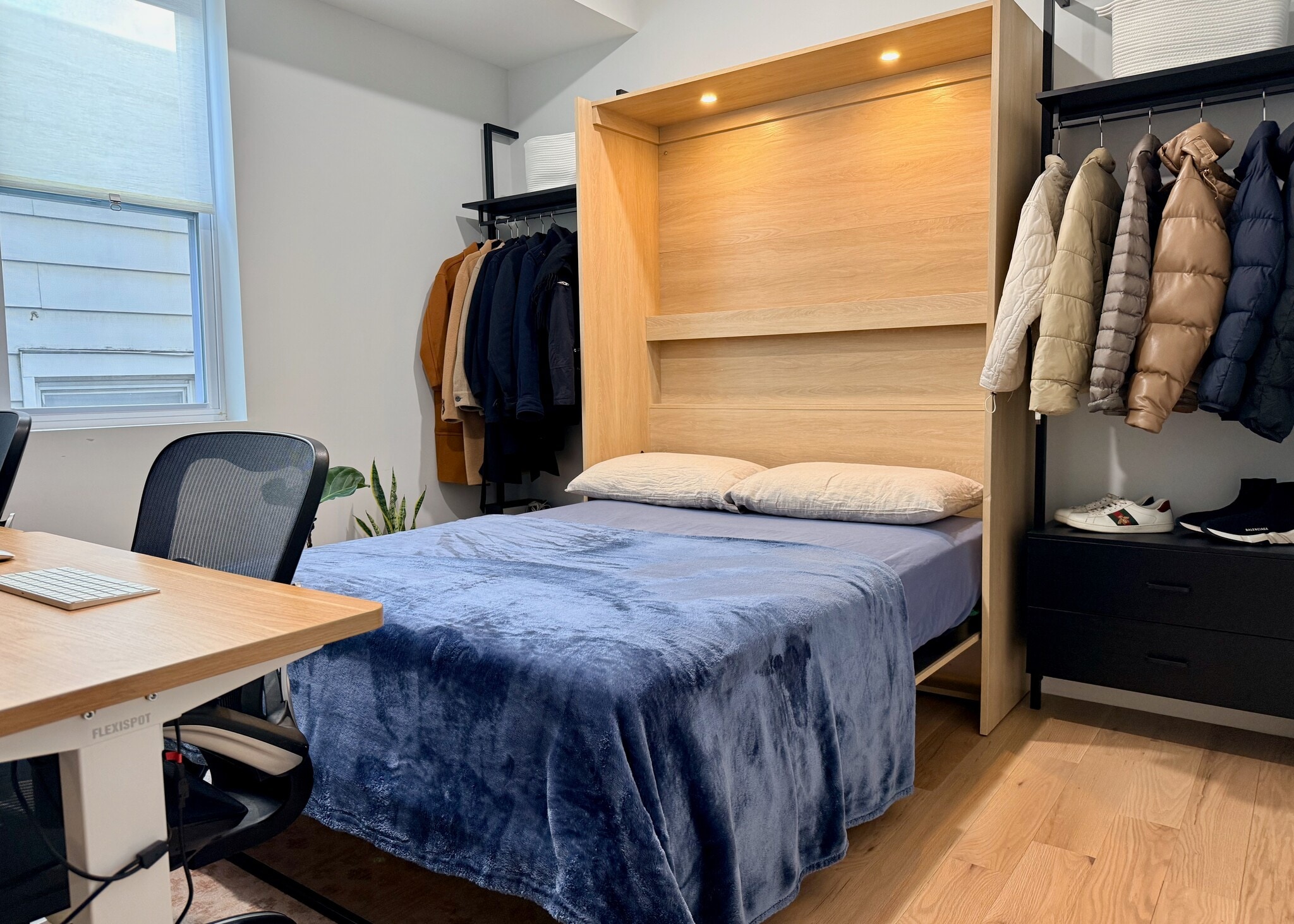 Flexible First-Floor Bedroom with Custom Murphy Bed and Built-In Shelving - 443 Bergen Ave