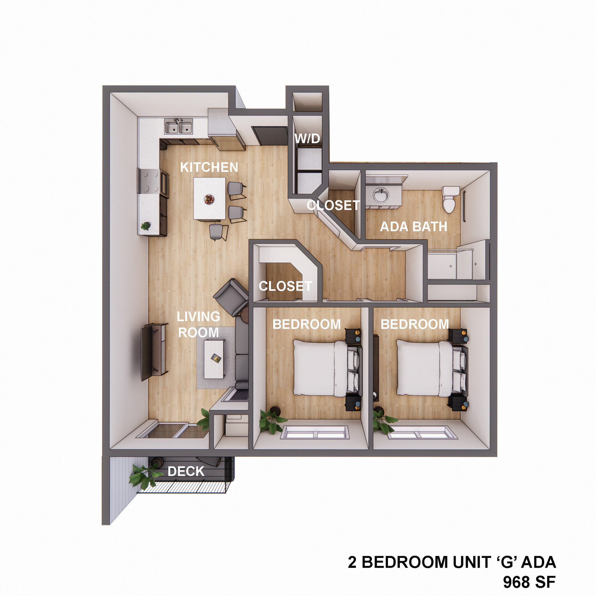 Two Bed One Bath ADA - Stove Haven Apartments