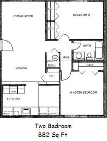 2BR/1BA - Woodbridge Apartments