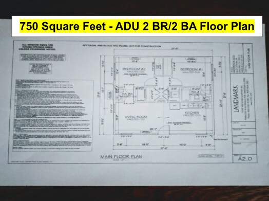 750 Sq Ft 2 BR / 2 BA Floorplan - 3640 Catalina Dr