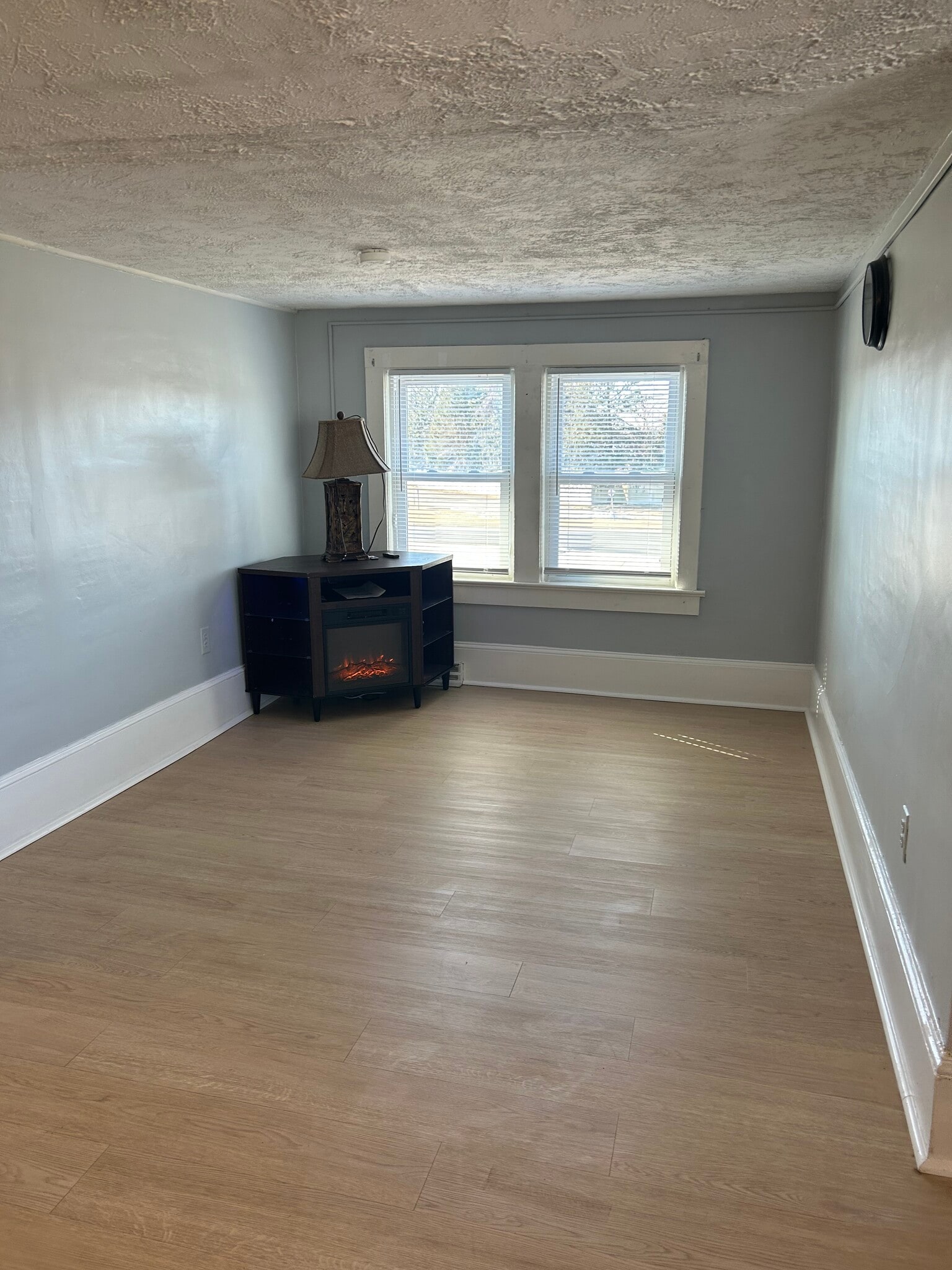 Living room with electric fireplace tv stand - 701 S DuPont Blvd