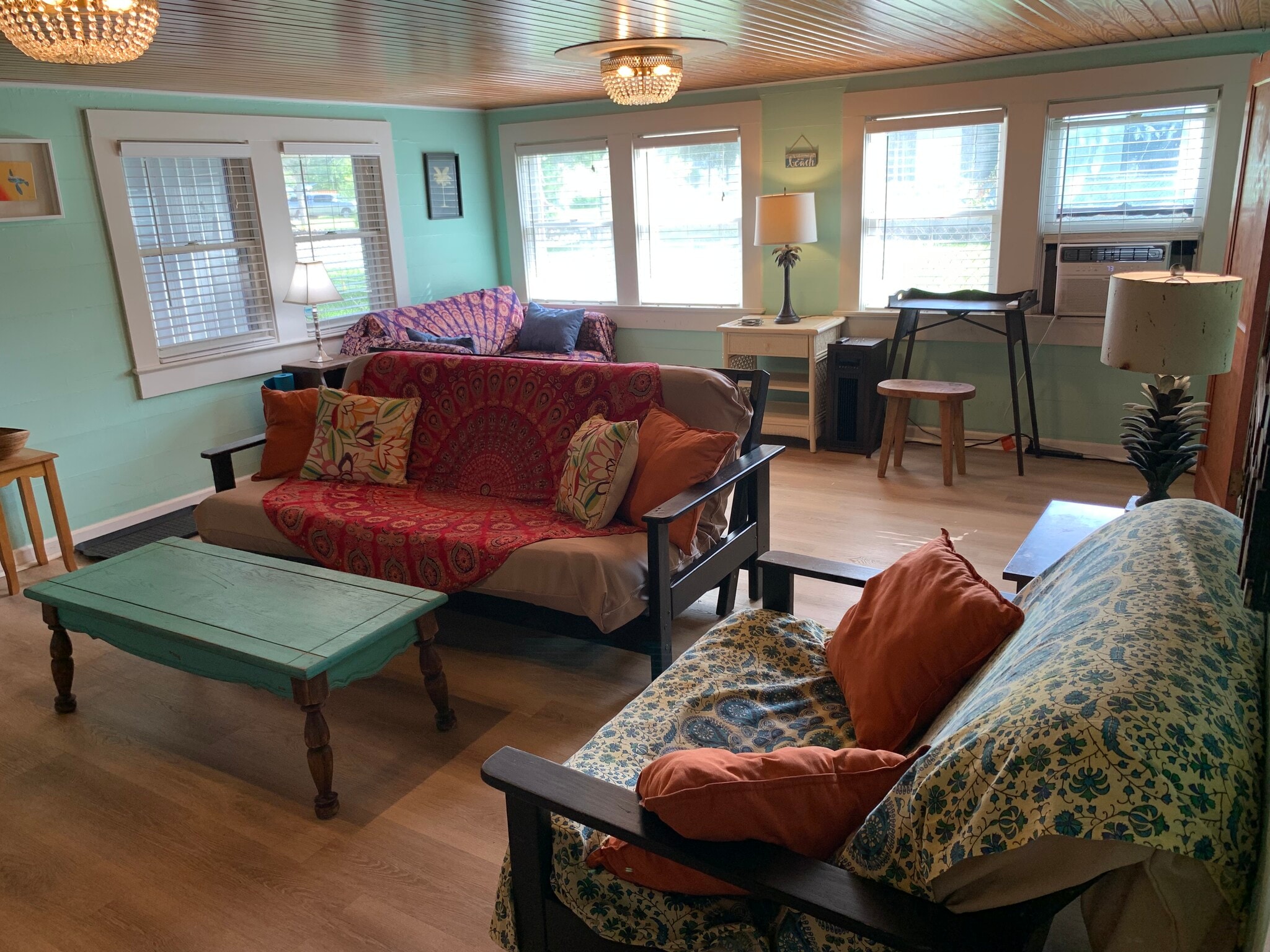 #B. Space behind living room furniture will fit a queen bed. 4408 Avenue S 1/2, Galveston, Tx 77550 - 4408 Avenue S 1/2