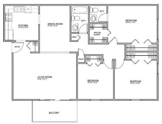 Floorplan - Mulberry Lane Apartments