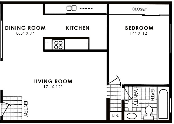 1BR/1BA - Vanguard Towers Apartments