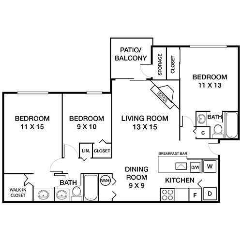 Floorplan - Shenandoah Crossing Apartment Homes