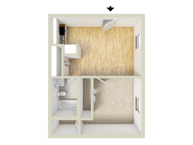 Junior one bedroom floor plan - Cedar Tree Village Apartments