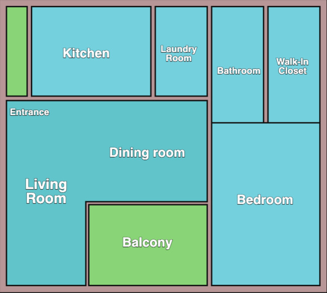One Bedroom Blueprint - The Red Rose Of Texas Apartments