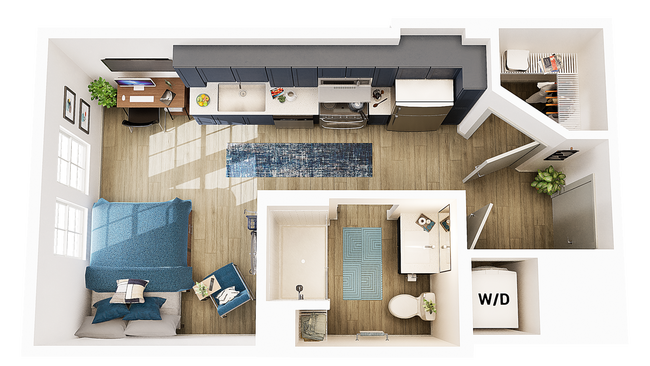 3D Floorplan - Unit S2 - Union on Frank