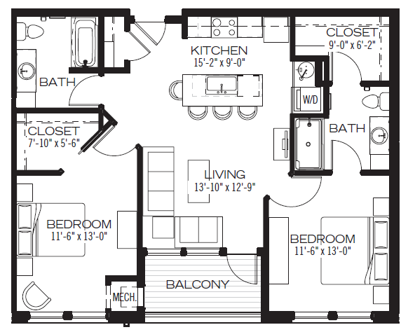 Floorplan - Apartments at the Yard: Brooks