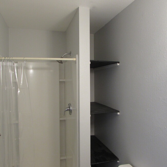 Upstairs bathroom shower, shelves - 3565 N Tamar Rd