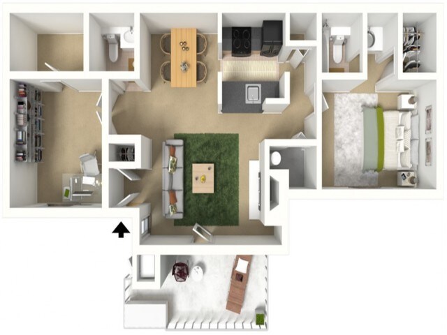 1 Bed, 1.5 Bath with Den - Greens at Cross Court