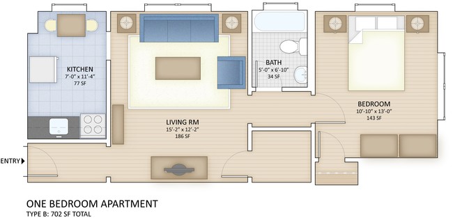 1BR/1BA - Fieldview Apartments