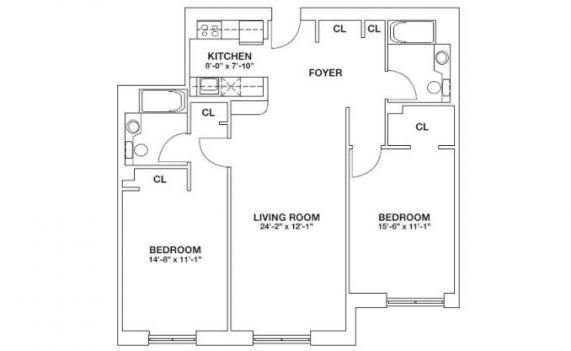 2BR/2BA - The Roosevelt