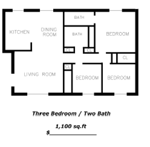 3BR/2BA - Town & Country Apartments