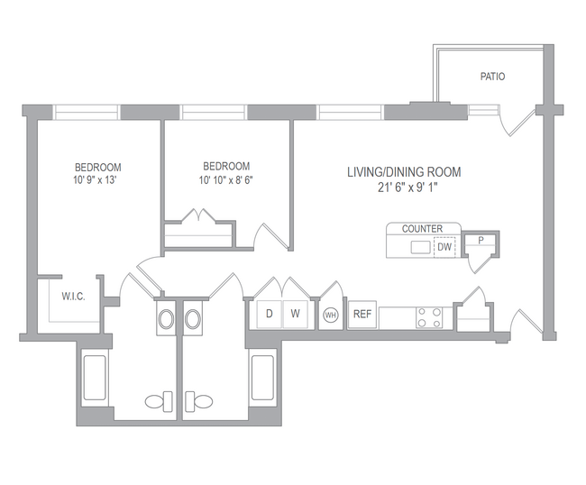 3416-2 Handicap Accessible Unit Floor Plan - Columbia View