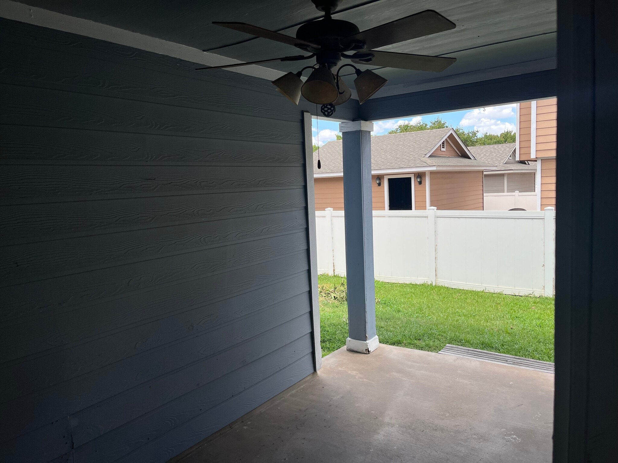 Covered backyard patio - 615 Big Spring Dr