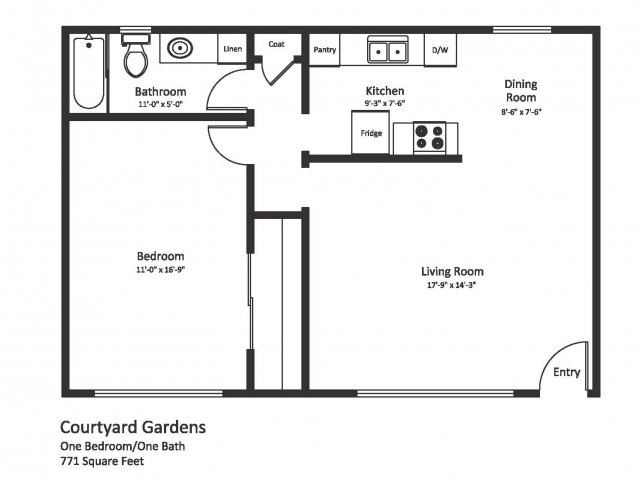 1BR/1BA - Courtyard Gardens