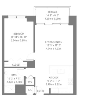 1BR/1BA - Midblock