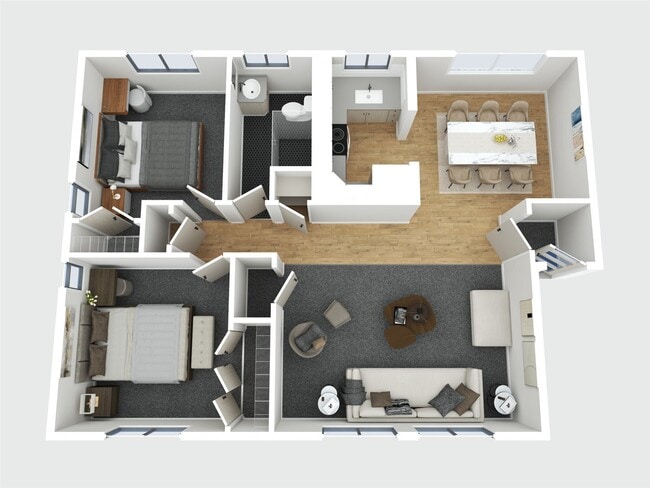 2bd/1ba Floorplan 3D (A) - Parkside Browne's Addition