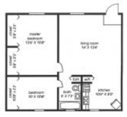 2BR/1BA - Lakeside Apartments