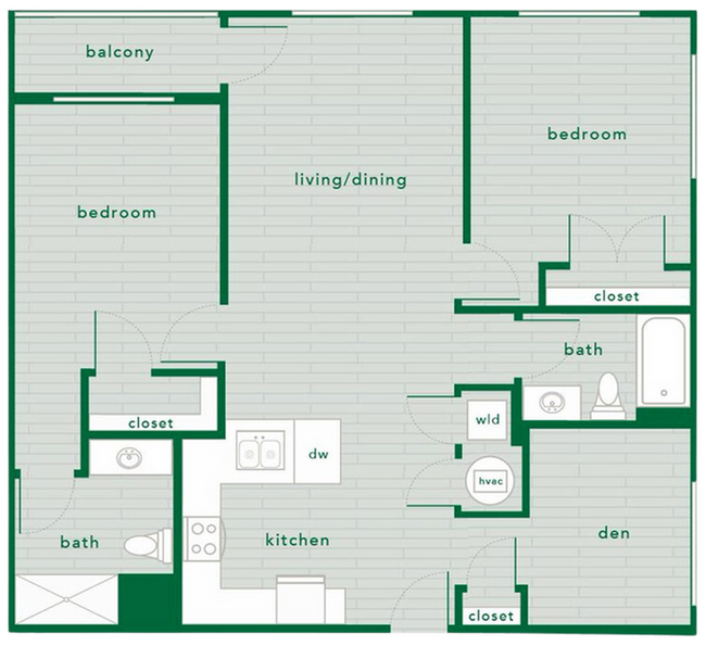 Explore this spacious urban apartment layout designed for modern living. - The Piedmont Raleigh