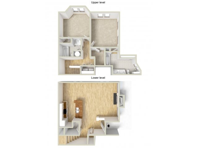 LeGrand - two bedroom townhouse floor plan - Waterloo Place Apartments