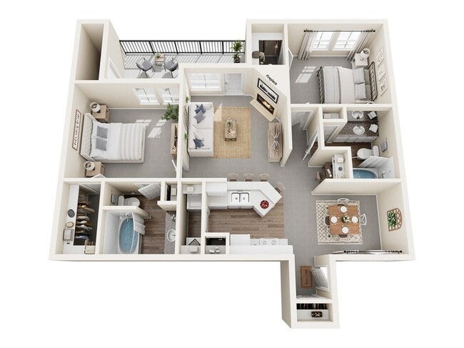 Matisse A Floor Plan | 2 Bedroom with 2 Bath | 1082 Square Feet | Stonebriar of Frisco | Apartment Homes - Stonebriar of Frisco