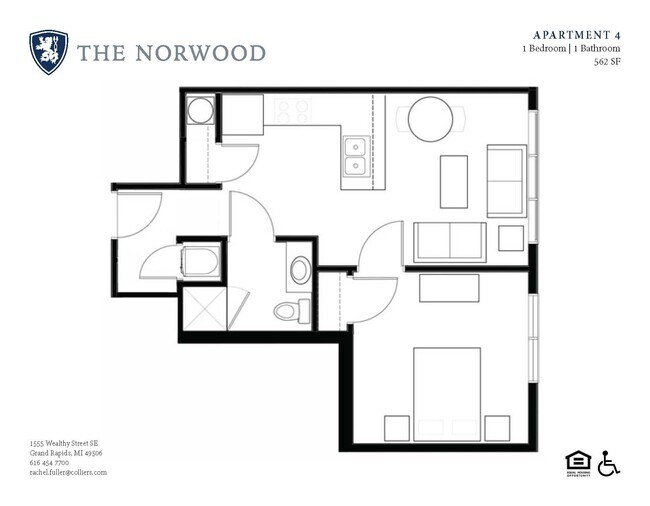 1 Bed 1 - The Norwood Apartments